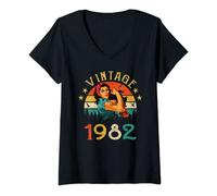 Femme 40 Ans Anniversaire Cadeau Rétro Vintage 1982 Millésime 1982 T-Shirt avec Col en V