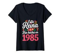 Femme 40 Ans Cadeau d'anniversaire Femme Fait en 1985 40 Ans T-Shirt avec Col en V