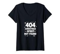 Femme 404 Christmas Spirit Not Found - Humour Tech Holiday T-Shirt avec Col en V