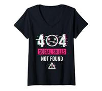 Femme 404 Compétences sociales introuvables T-Shirt avec Col en V