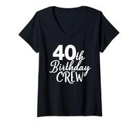 Femme 40e Anniversaire équipe 40 Ans Groupe Assorti T-Shirt avec Col en V