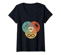 Femme 42 réponses à Life, The Universe and Everything Funny Geeks T-Shirt avec Col en V
