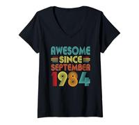 Femme 42nd Birthday Idea Awesome Since September 1984 42 Years Old T-Shirt avec Col en V