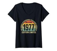 Femme 45 Ans Anniversaire Cadeau Millésime 1977 Edition Limitée T-Shirt avec Col en V