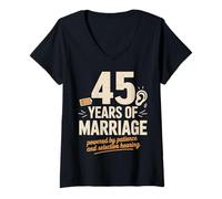 Femme 45 Year Of Marriage - 45 years of marriage tee T-Shirt avec Col en V