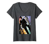 Femme 45e Anniversaire de Pink Floyd « J'aurais aimé Que tu sois là » T-Shirt avec Col en V, Chiné Foncé, L