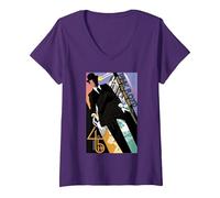 Femme 45e Anniversaire de Pink Floyd « J'aurais aimé Que tu sois là » T-Shirt avec Col en V, Violet, S