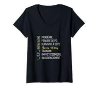 Femme 46 ans anniversaire 46 ans joyeux anniversaire humour 46ans T-Shirt avec Col en V