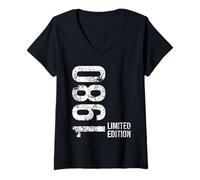 Femme 46ème anniversaire 46 ans homme femme 1980 T-Shirt avec Col en V