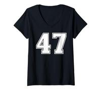 Femme 47 Matching Graphique des Sports d'équipe numéro Quarante-Sept T-Shirt avec Col en V