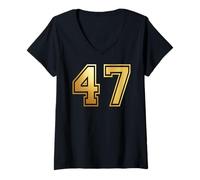 Femme 47 Matching Graphique des Sports d'équipe numéro Quarante-Sept T-Shirt avec Col en V