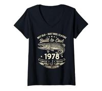 Femme 48 Ans Anniversaire Pêche Homme Original 1978 Édition Limité T-Shirt avec Col en V
