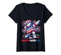 Femme 4th of July INDEPEN-Dance Day Blocks Bricks Master Builder T-Shirt avec Col en V