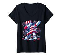 Femme 4th of July Master Builder USA Flag Patriotic Kids Boys Men T-Shirt avec Col en V