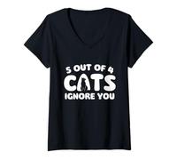 Femme 5 Chats sur 4 Vous ignorent - Chat Maman Chat Papa T-Shirt avec Col en V