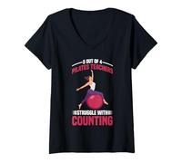 Femme 5 Out of 4 Pilates Teachers Struggle with Counting - T-Shirt avec Col en V