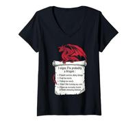 Femme 5 Signes Que Je suis Probablement Un Dragon Humour T-Shirt avec Col en V