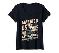 Femme 5 Year Of Marriage - 5 Years Married T-Shirt avec Col en V