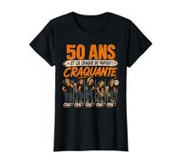 Femme 50 Ans et ça craque de Partout craquant Cadeau d'anniversaire T-Shirt Graphique avec Valeur, Femme, Noir, S