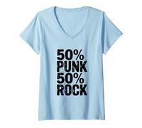 Femme 50% Punk 50% Rock Attitude pour Les Amateurs de Musique T-Shirt avec Col en V