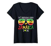 Femme 50th Birthday Crew Jamaica 2026 50 Years Old Bday Party Trip T-Shirt avec Col en V