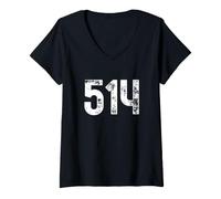 Femme 514 Code régional Montréal Québec Canada T-Shirt avec Col en V