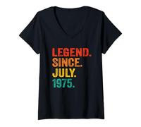 Femme 51st Birthday Legend Since July 1975 51 Years Old Vintage T-Shirt avec Col en V