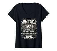 Femme 55e Anniversaire 1971 Vintage Original T-Shirt avec Col en V