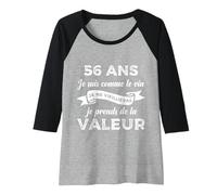Femme 56 Ans Je suis comme Le Vin Humour Anniversaire Cadeau Drôle Manche Raglan