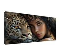 Femme 5D DIY Diamond Painting Adulte Diamant Painting Léopard Loisirs Créatifs Adultes, Diamond Paintings Strass Point de Croix Kit, Peinture Diamant pour Decoration Maison Murale 90x180 cm 0Z-974
