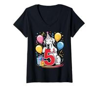 Femme 5e anniversaire garçon fille 5 ans cinq dogue allemand T-Shirt avec Col en V