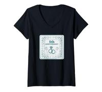 Femme 5ème anniversaire de mariage Marié depuis cinq ans T-Shirt avec Col en V
