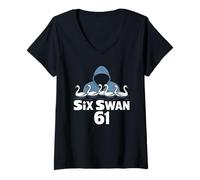 Femme 6 1 Six Swan Meme Funny Six Swan Parodie Meme Six One Meme T-Shirt avec Col en V