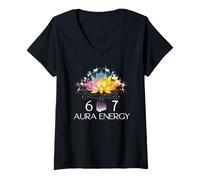Femme 6 7 Aura Energy at 67 Aura Level 67% Funny Six Seven Meme 67 T-Shirt avec Col en V
