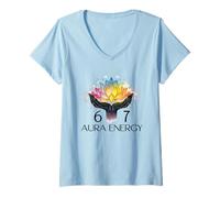 Femme 6 7 Aura Energy at 67 Aura Level 67% Six Seven Meme Funny 67 T-Shirt avec Col en V