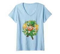 Femme 6 7 Leprechaun Funny Meme Fête de la Saint-Patrick T-Shirt avec Col en V