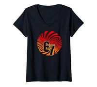 Femme 6 7 Six Sept gestes Grands Chiffres Signe Sport But Illusion T-Shirt avec Col en V