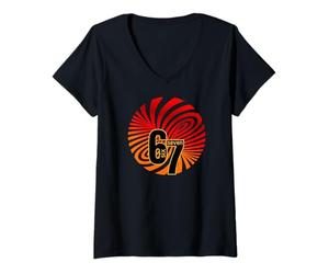 Femme 6 7 Six Sept gestes Grands Chiffres Signe Sport But Illusion T-Shirt avec Col en V
