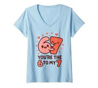 Femme 6 7 Valentines 67 Vous êtes Les 6 à Mes 7 drôles d'hommes, de Femmes et d'enfants T-Shirt avec Col en V