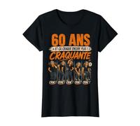 Femme 60 Ans et ça craque Encore Plus Cadeau d'anniversaire craquant T-Shirt Graphique avec Valeur, Femme, Noir, S