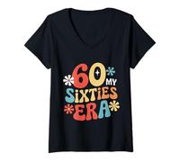 Femme 60. Un Anniversaire à l'époque de Mes années 60 T-Shirt avec Col en V