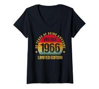 Femme 60 Years Old Sixty 1966 Vintage 60e Anniversaire fête T-Shirt avec Col en V