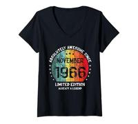 Femme 60e Anniversaire Absolutely Awesome Since November 1966 Man T-Shirt avec Col en V