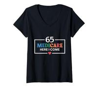 Femme 65 L'assurance-maladie me Voici T-Shirt avec Col en V