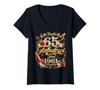 Femme 65th Birthday Queen Chapter 65 Fabulous Since 1961 Women T-Shirt avec Col en V