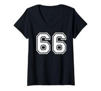 Femme 66 numéros Soixante-Six Sports d'équipe Correspondant à l'équipe Varsity T-Shirt avec Col en V
