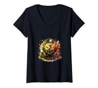 Femme 67 Art d'armure numérique Cyber Warrior T-Shirt avec Col en V