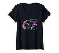 Femme 67 ciclyng Cadeau Six Seven vélo 6-7 Meme vélo drôle T-Shirt avec Col en V