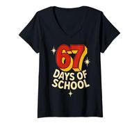 Femme 67 Days of School Funny Six Seven 6 7 Meme Z Gen Garçons Filles T-Shirt avec Col en V