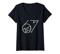 Femme 67 Design de mème d'art linéaire Minimal Mountain Night Nature T-Shirt avec Col en V